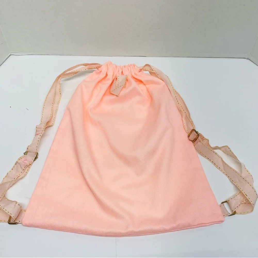 Disney Parks Bibbidi Bobbidi Boutique Pink Gold Cinch Fabric Backpack Princess